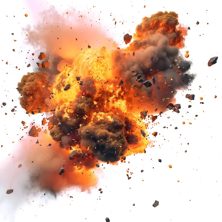 Massive Explosion with Fiery Debris