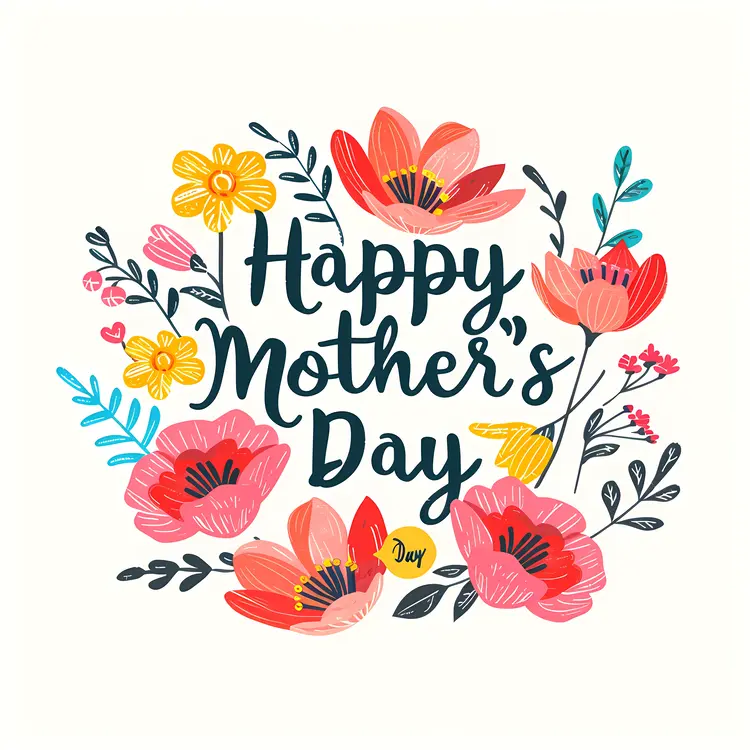 Happy Mother's Day Card with Colorful Flowers