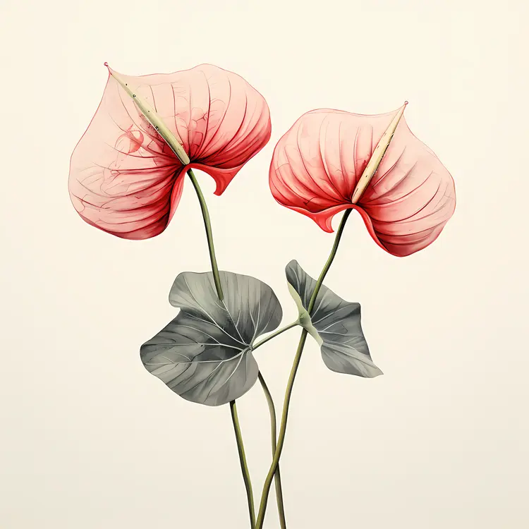 Beautiful Red Flowers with Green Leaves