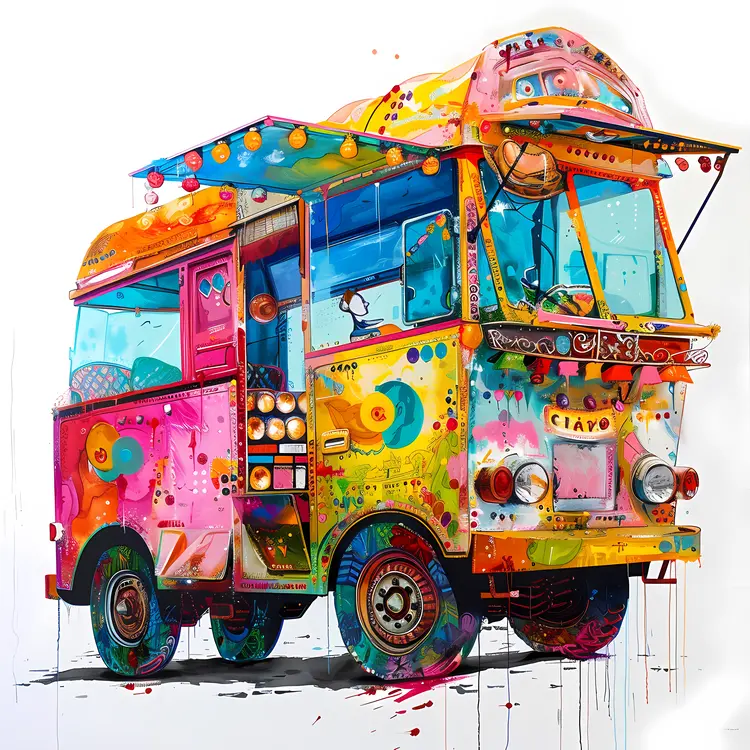 Bright and Colorful Festival Van