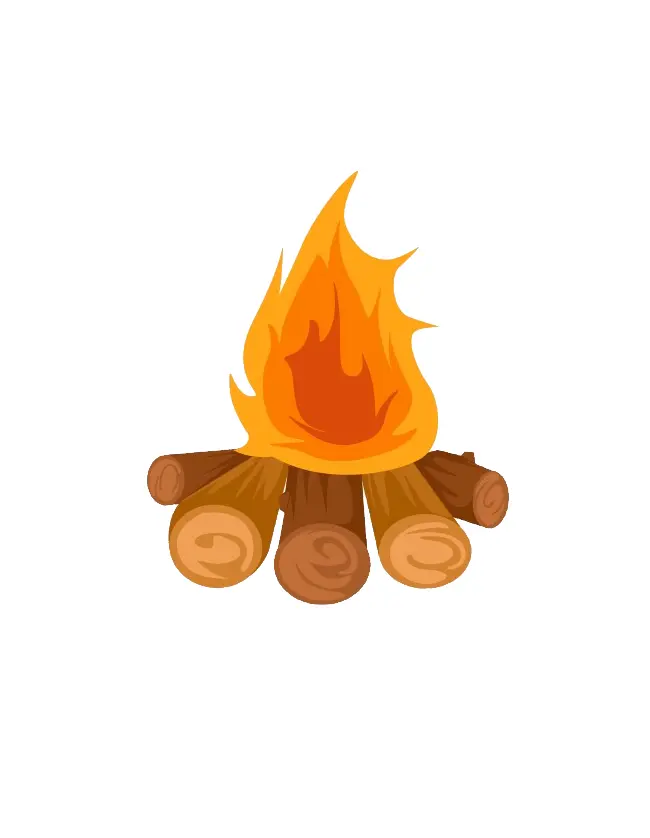 Cartoon Campfire with Logs and Flames