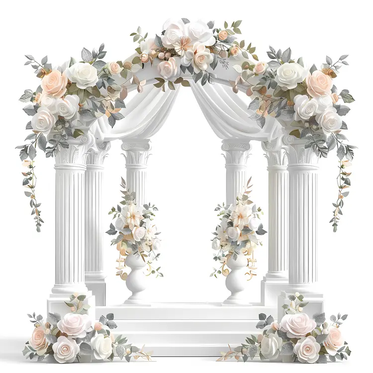 Beautiful Floral Arch with Drapes