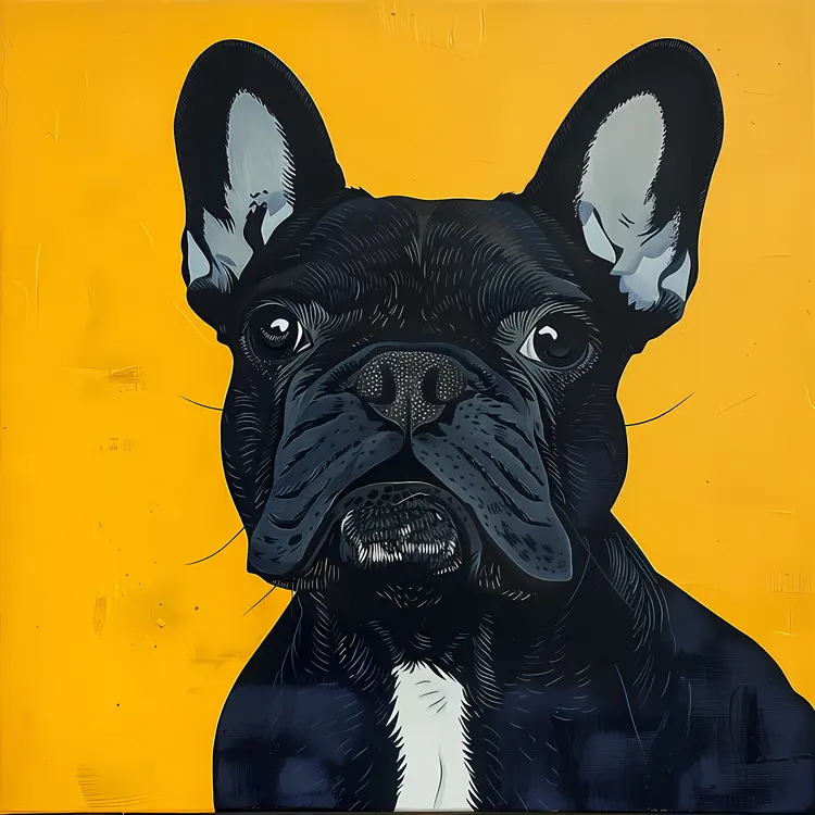 French Bulldog on Yellow Background