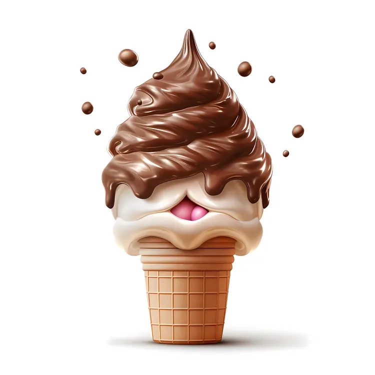 Chocolate Drizzled Ice Cream Cone