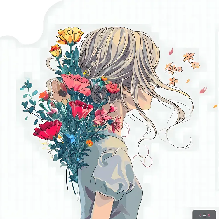 Graceful Woman with Floral Arrangement