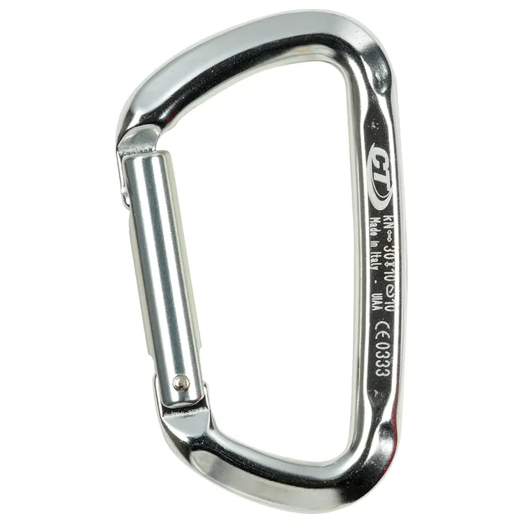 Silver Carabiner for Climbing Safety
