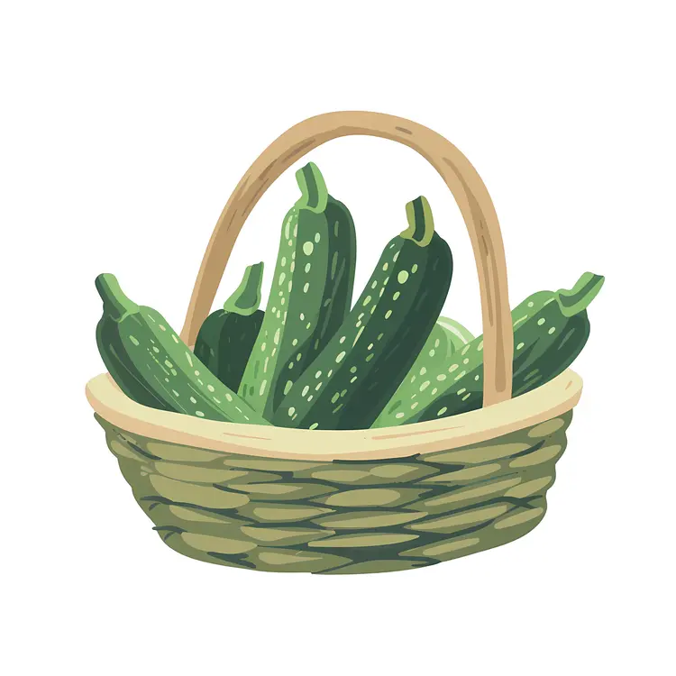 Green Zucchinis in a Basket