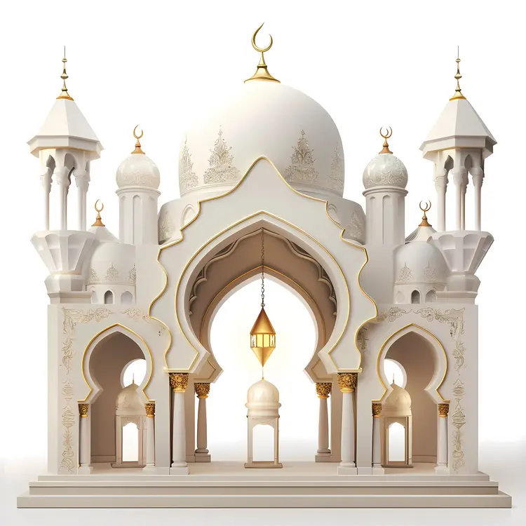 Elegant White and Gold Mosque