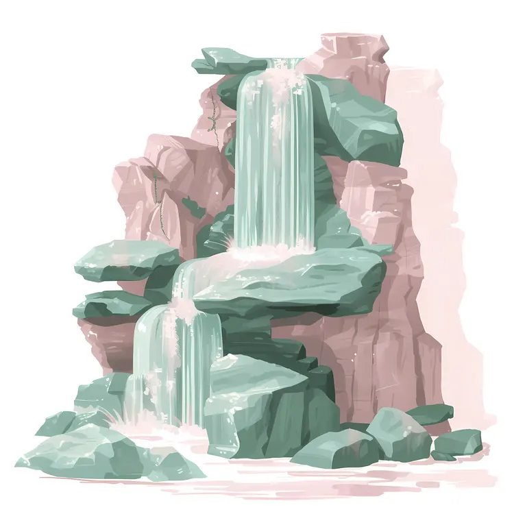 Serene Waterfall with Rocky Background