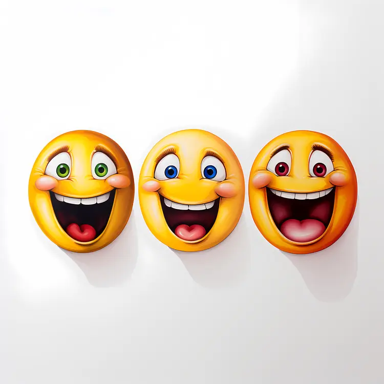 Three Happy Smiley Faces