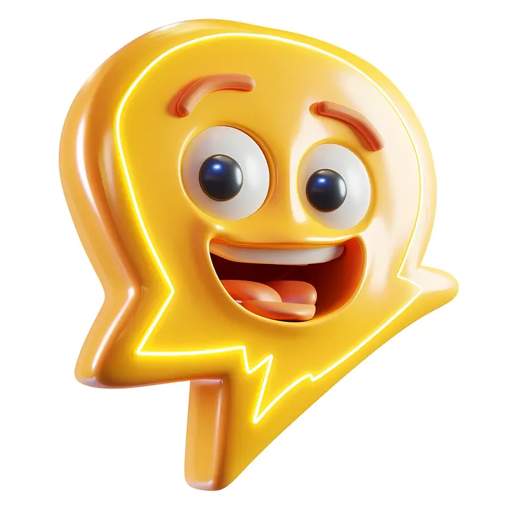 Joyful Yellow Lightning Bolt Character