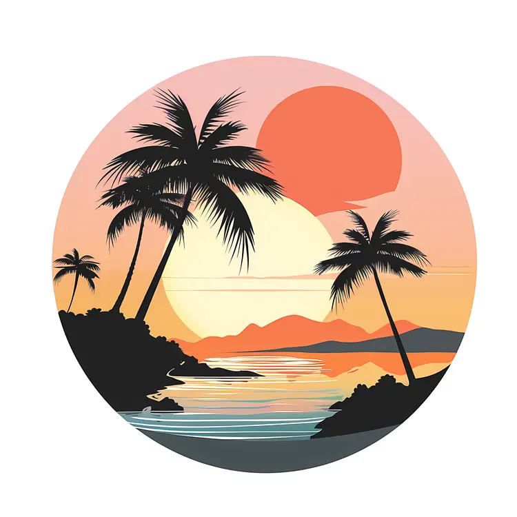 Sunset with Palm Trees