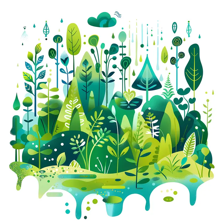 Lush Green Forest Illustration