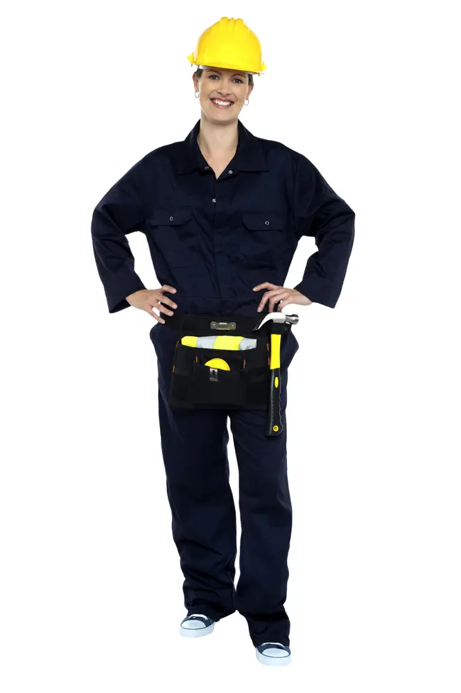 Construction Worker with Hard Hat and Tool Belt