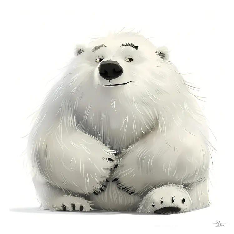 Sitting Polar Bear Illustration