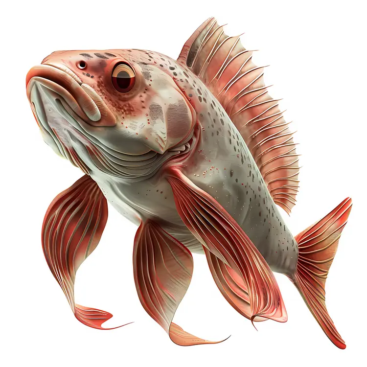 Illustrated Fish with Detailed Features