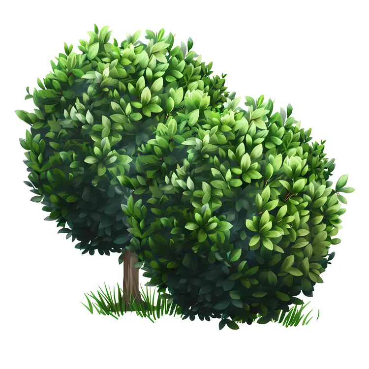 Two Green Bushes with Dense Leaves