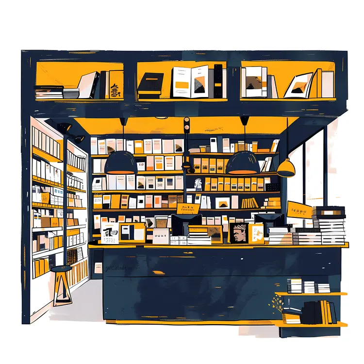 Cozy Bookstore with Shelves