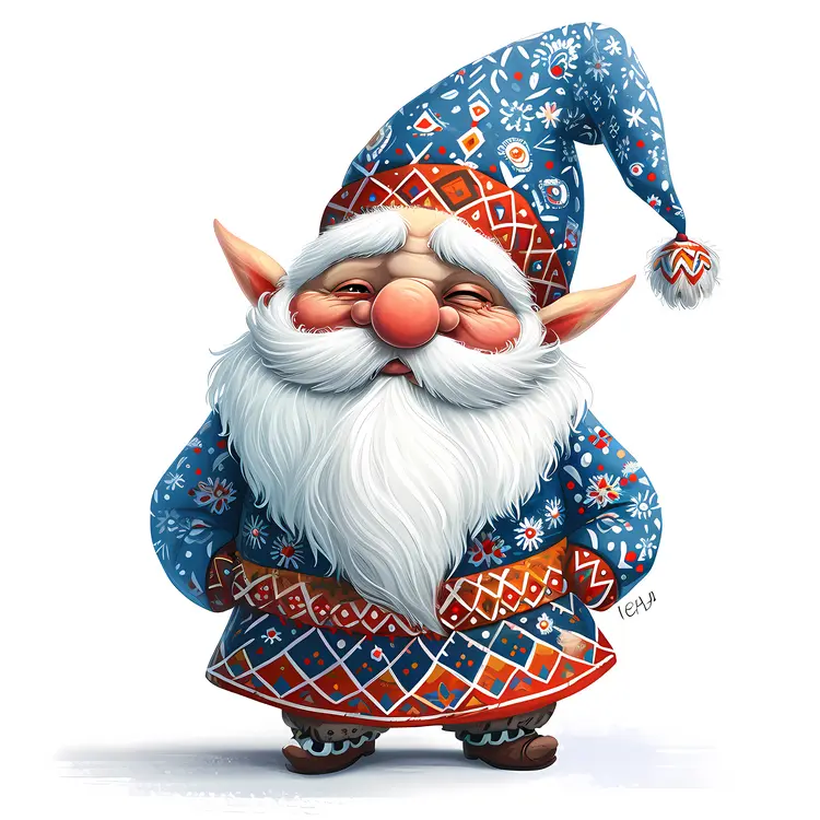Blue Gnome with Festive Attire