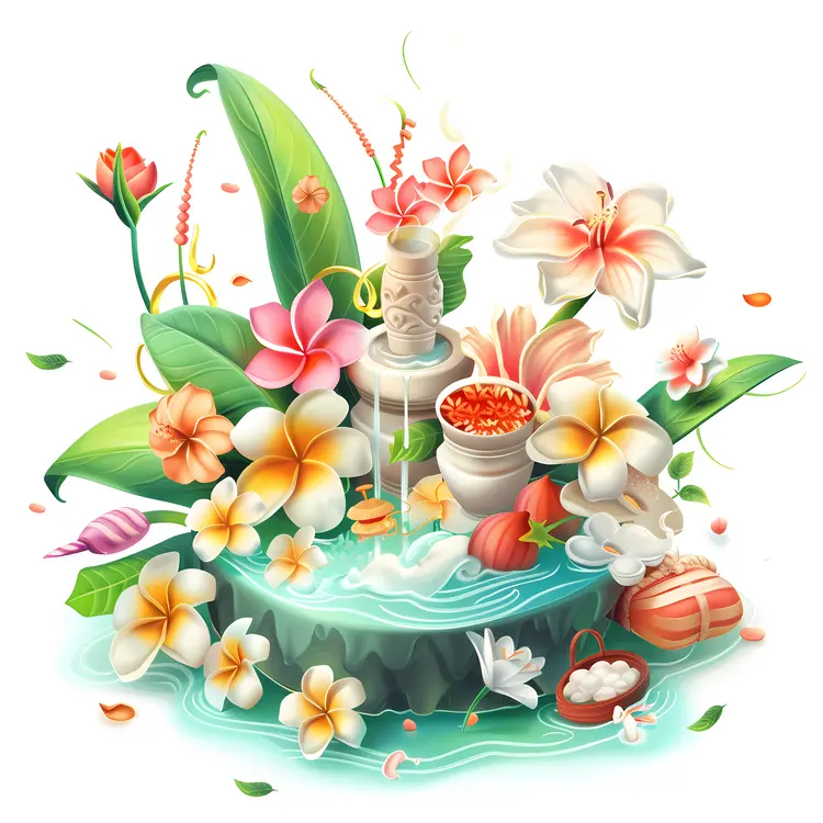 Colorful Flowers in Water