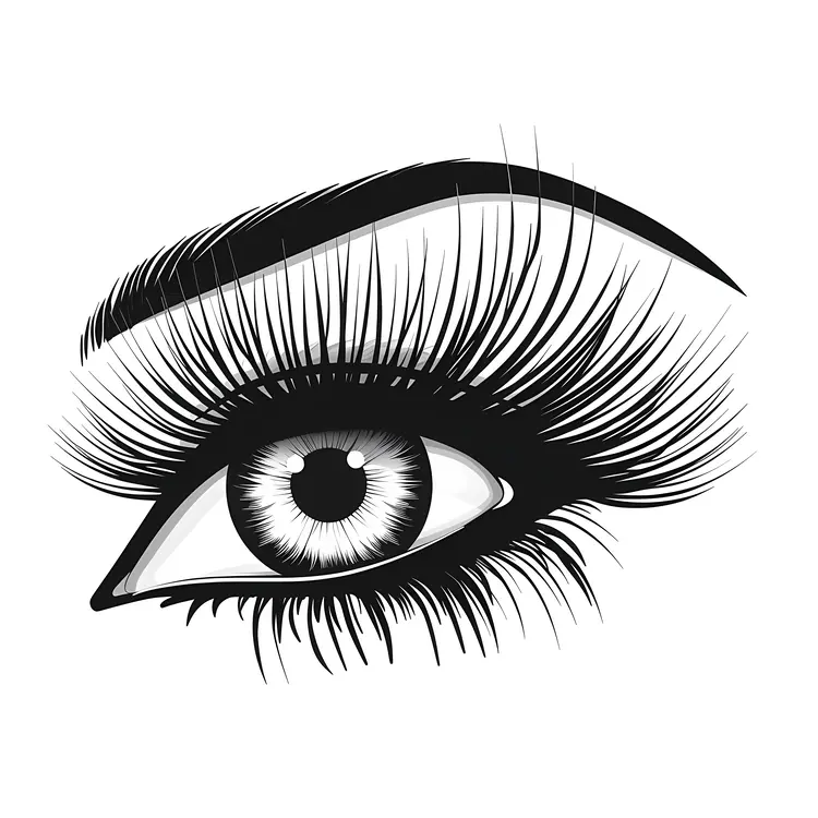 Detailed Illustration of an Eye with Long Eyelashes