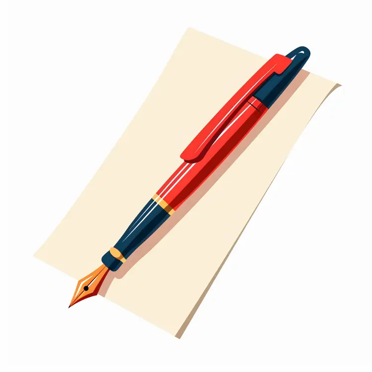 Red Fountain Pen on Paper