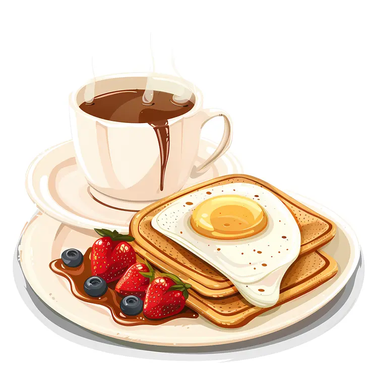 Breakfast with Toast, Egg, and Coffee