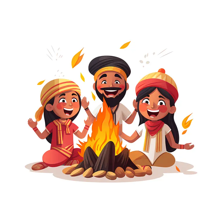People Celebrating Around a Bonfire