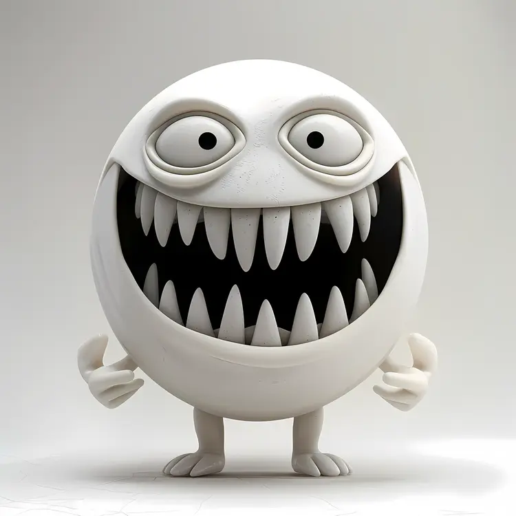 White Monster with Big Teeth