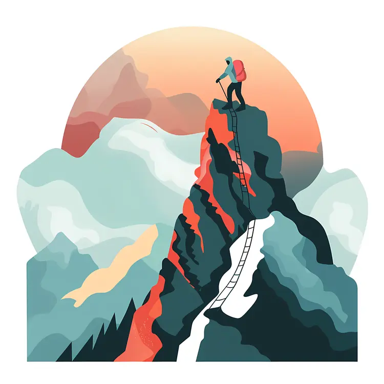 Mountain Climber Reaching the Summit