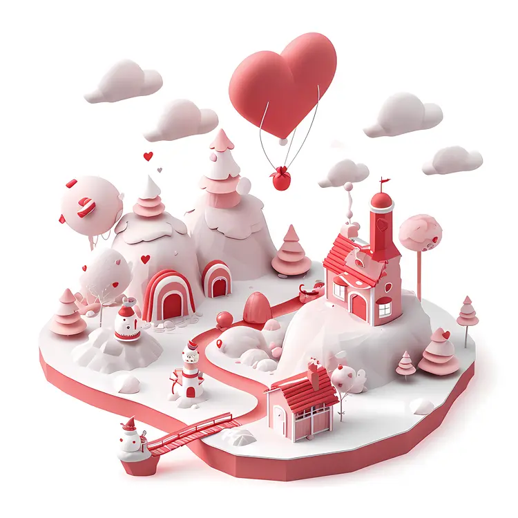 Fantasy Heart Village with Balloon