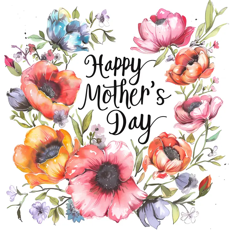 Happy Mother's Day Floral Wreath Greeting
