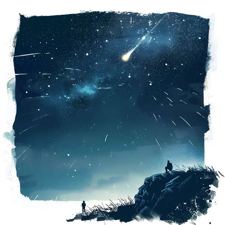 Starry Night Sky with Meteor Shower