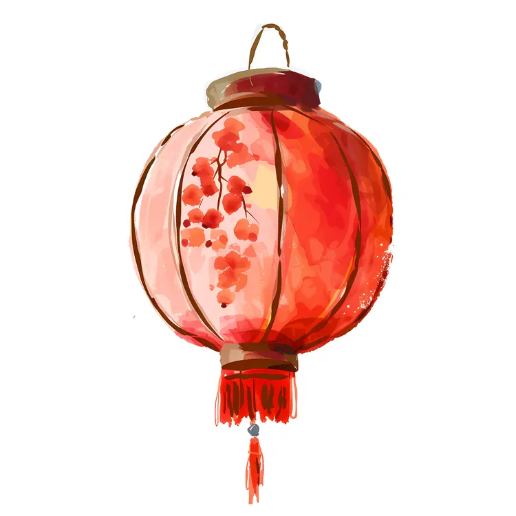 Red Lantern with Floral Design