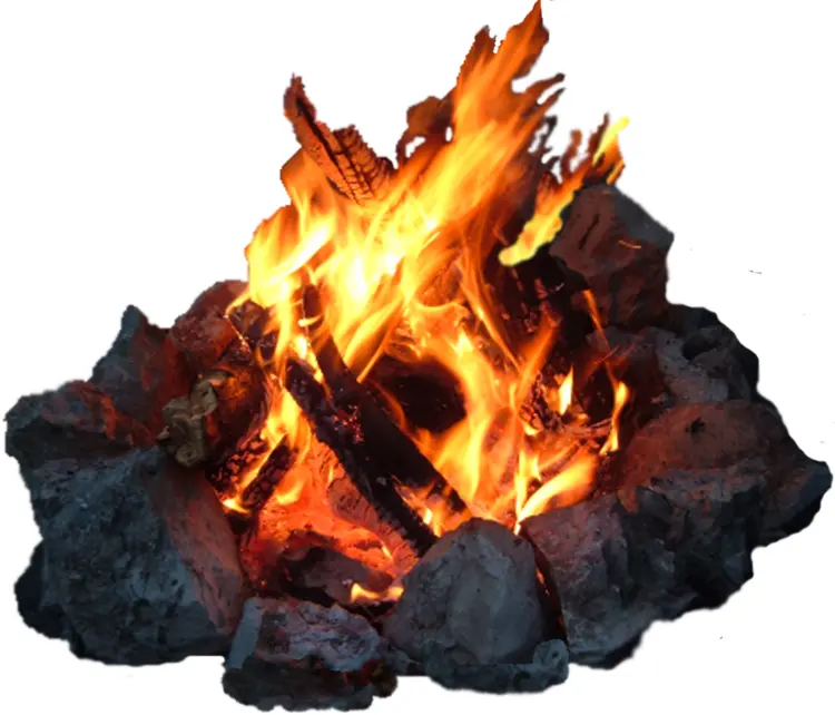 Warm Campfire with Logs and Rocks