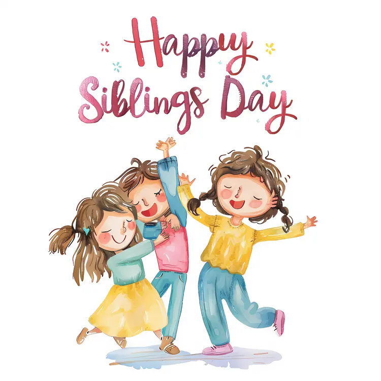 Happy Siblings Day Celebration with Three Happy Children