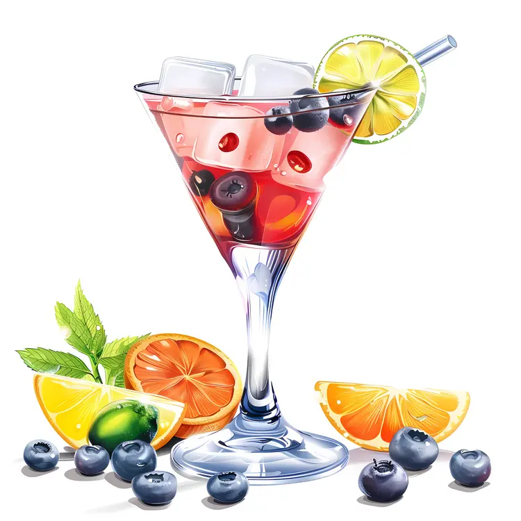 Refreshing Fruit Cocktail with Blueberries