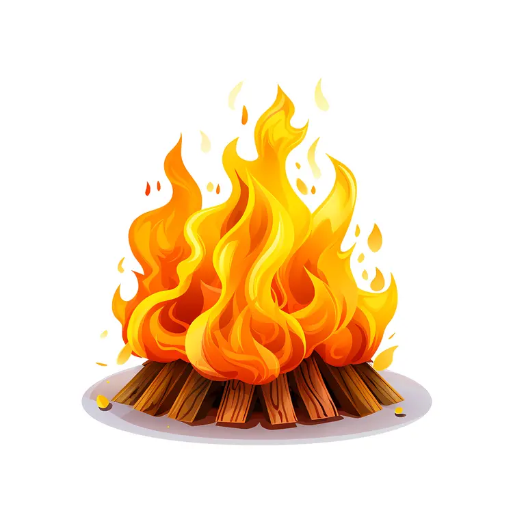 Burning Campfire with Wood Logs