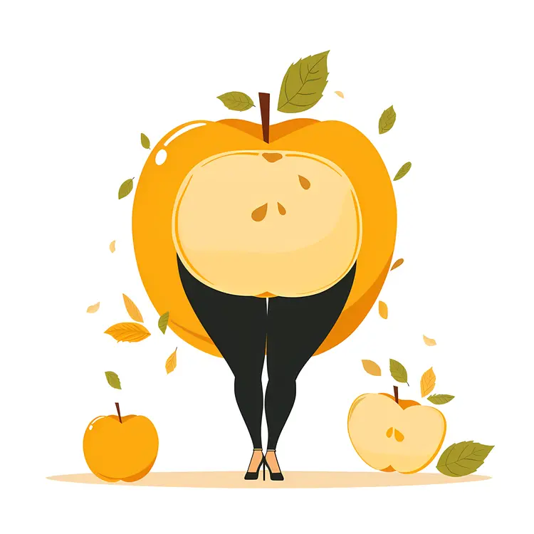 Apple Shape with Legs and Leaves