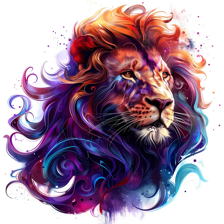 Colorful Lion with Majestic Mane