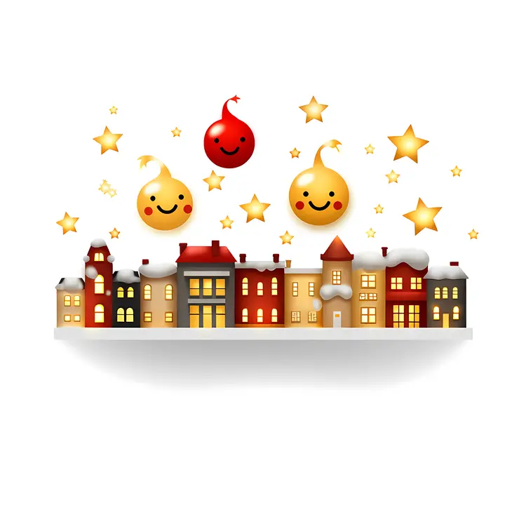 Smiling Houses with Stars