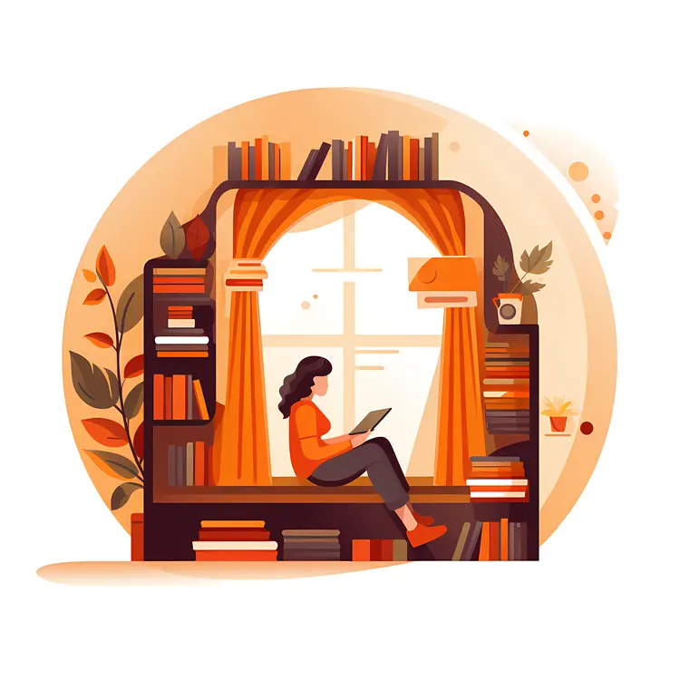 Cozy Reading Nook with Bookshelf and Window