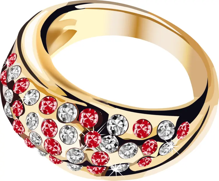 Elegant Gemstone Ring with Red and White Stones