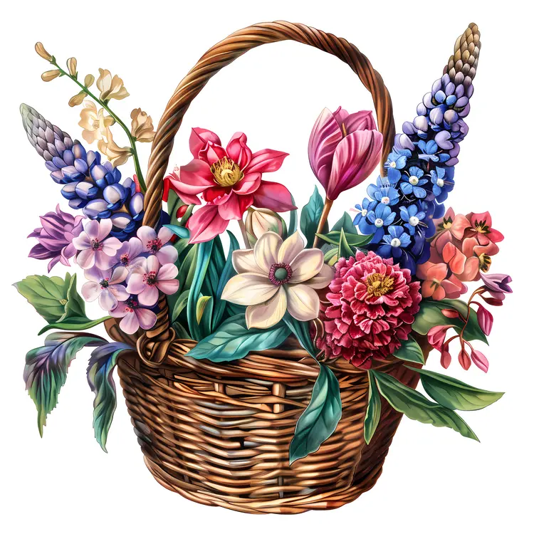 Colorful Flower Basket Arrangement