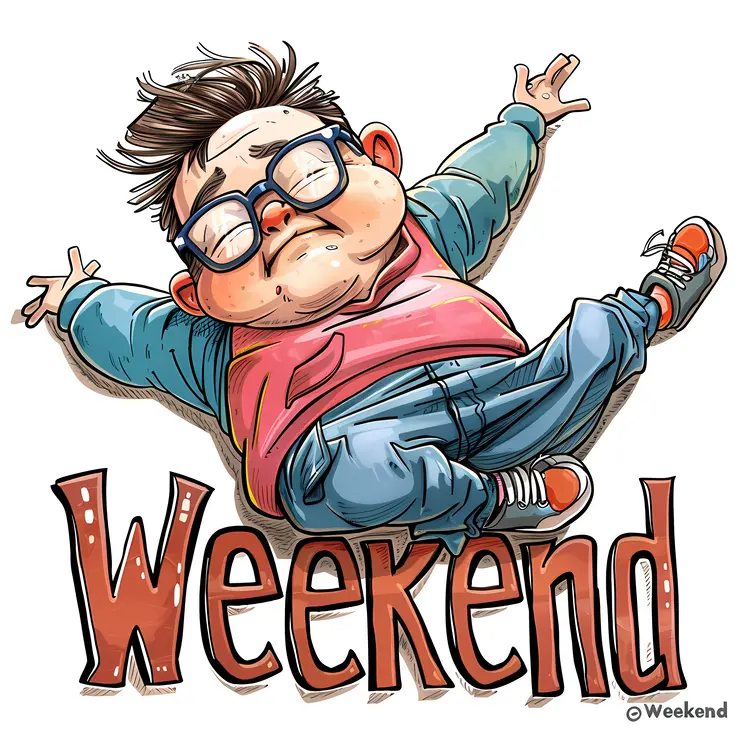 Cartoon Illustration of Weekend