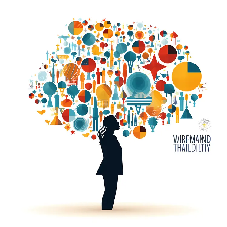 Abstract Silhouette with Knowledge Icons
