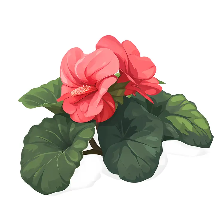 Red Flowers with Green Leaves