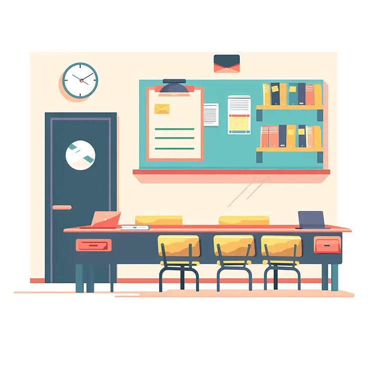 Classroom with Desks and Chairs