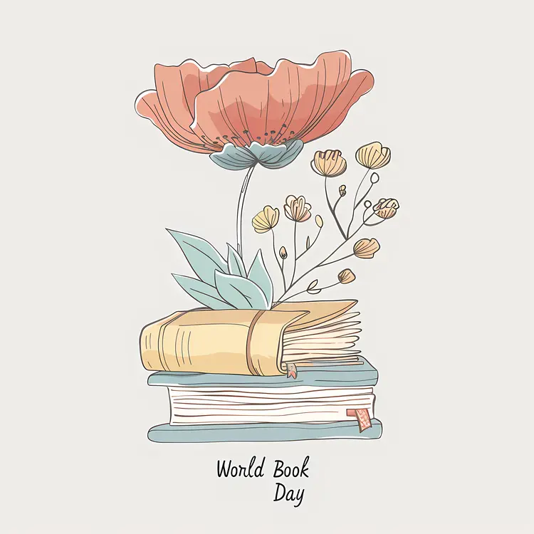 World Book Day with Books and Flowers