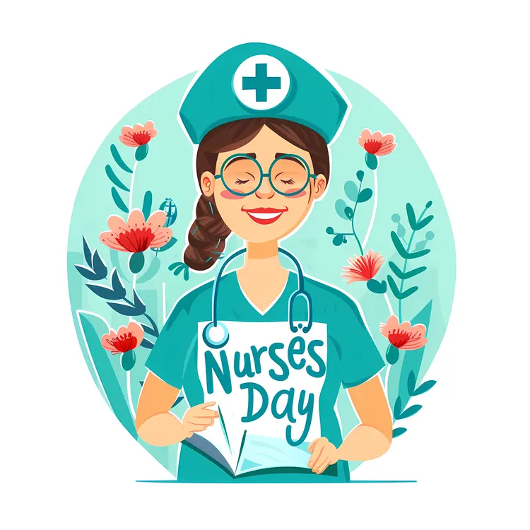 Happy Nurse with Flowers for Nurses Day